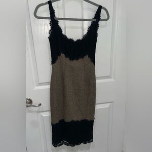 Elegant Black and Tan Lace Dress